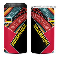Mozambique 4 in 1 Can Cooler Tumbler with Red Black Geometric Design and Tribal Pattern - Wonder Print Shop