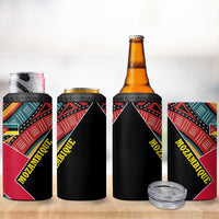 Mozambique 4 in 1 Can Cooler Tumbler with Red Black Geometric Design and Tribal Pattern - Wonder Print Shop