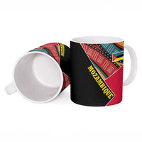 Mozambique Ceramic Mug with Red Black Geometric Design and Tribal Pattern - Wonder Print Shop