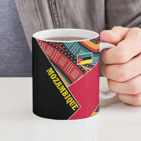 Mozambique Ceramic Mug with Red Black Geometric Design and Tribal Pattern - Wonder Print Shop