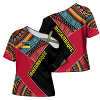 Mozambique Cross Shoulder Shirt with Red Black Geometric Design and Tribal Pattern - Wonder Print Shop