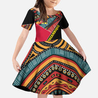 Mozambique Family Matching Off Shoulder Maxi Dress and Hawaiian Shirt with Red Black Geometric Design and Tribal Pattern - Wonder Print Shop