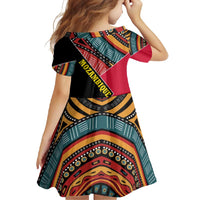 Mozambique Family Matching Tank Maxi Dress and Hawaiian Shirt with Red Black Geometric Design and Tribal Pattern - Wonder Print Shop