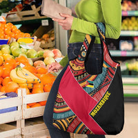 Mozambique Grocery Bag with Red Black Geometric Design and Tribal Pattern - Wonder Print Shop