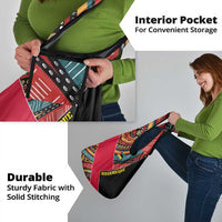 Mozambique Grocery Bag with Red Black Geometric Design and Tribal Pattern - Wonder Print Shop