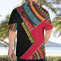 Mozambique Hawaiian Shirt with Red Black Geometric Design and Tribal Pattern - Wonder Print Shop