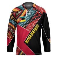 Mozambique Hockey Jersey with Red Black Geometric Design and Tribal Pattern - Wonder Print Shop
