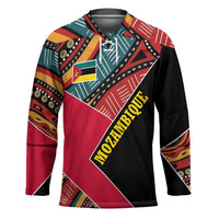 Mozambique Hockey Jersey with Red Black Geometric Design and Tribal Pattern - Wonder Print Shop
