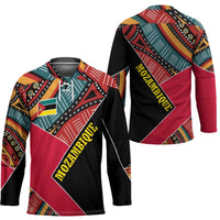 Mozambique Hockey Jersey with Red Black Geometric Design and Tribal Pattern - Wonder Print Shop