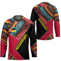 Mozambique Hockey Jersey with Red Black Geometric Design and Tribal Pattern - Wonder Print Shop