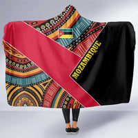 Mozambique Hooded Blanket with Red Black Geometric Design and Tribal Pattern - Wonder Print Shop
