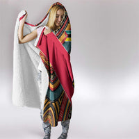 Mozambique Hooded Blanket with Red Black Geometric Design and Tribal Pattern - Wonder Print Shop