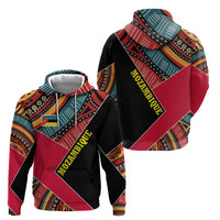 Mozambique Hoodie with Red Black Geometric Design and Tribal Pattern - Wonder Print Shop