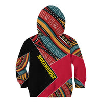 Mozambique Kid Hoodie with Red Black Geometric Design and Tribal Pattern - Wonder Print Shop