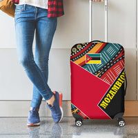 Mozambique Luggage Cover with Red Black Geometric Design and Tribal Pattern - Wonder Print Shop