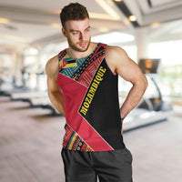 Mozambique Men Tank Top with Red Black Geometric Design and Tribal Pattern - Wonder Print Shop