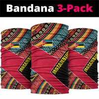 Mozambique Neck Gaiter with Red Black Geometric Design and Tribal Pattern TS04