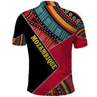 Mozambique Polo Shirt with Red Black Geometric Design and Tribal Pattern - Wonder Print Shop