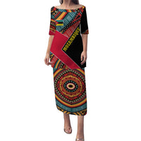 Mozambique Puletasi with Red Black Geometric Design and Tribal Pattern - Wonder Print Shop