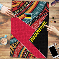 Mozambique Puzzle with Red Black Geometric Design and Tribal Pattern - Wonder Print Shop