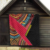 Mozambique Quilt with Red Black Geometric Design and Tribal Pattern - Wonder Print Shop