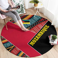 Mozambique Round Carpet with Red Black Geometric Design and Tribal Pattern - Wonder Print Shop