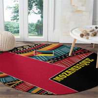 Mozambique Round Carpet with Red Black Geometric Design and Tribal Pattern - Wonder Print Shop
