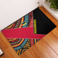 Mozambique Rubber Doormat with Red Black Geometric Design and Tribal Pattern - Wonder Print Shop