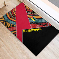 Mozambique Rubber Doormat with Red Black Geometric Design and Tribal Pattern - Wonder Print Shop