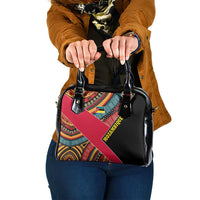 Mozambique Shoulder Handbag with Red Black Geometric Design and Tribal Pattern - Wonder Print Shop