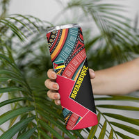 Mozambique Skinny Tumbler with Red Black Geometric Design and Tribal Pattern - Wonder Print Shop