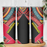 Mozambique Skinny Tumbler with Red Black Geometric Design and Tribal Pattern - Wonder Print Shop