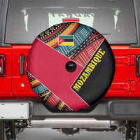 Mozambique Spare Tire Cover with Red Black Geometric Design and Tribal Pattern - Wonder Print Shop