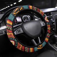 Mozambique Steering Wheel Cover with Red Black Geometric Design and Tribal Pattern - Wonder Print Shop