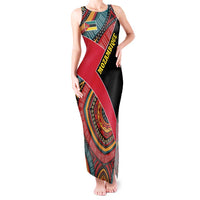 Mozambique Tank Maxi Dress with Red Black Geometric Design and Tribal Pattern - Wonder Print Shop