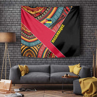 Mozambique Tapestry with Red Black Geometric Design and Tribal Pattern - Wonder Print Shop