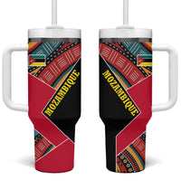 Mozambique Tumbler With Handle with Red Black Geometric Design and Tribal Pattern - Wonder Print Shop