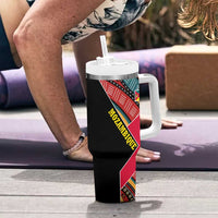 Mozambique Tumbler With Handle with Red Black Geometric Design and Tribal Pattern - Wonder Print Shop