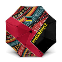 Mozambique Umbrella with Red Black Geometric Design and Tribal Pattern - Wonder Print Shop