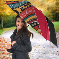 Mozambique Umbrella with Red Black Geometric Design and Tribal Pattern - Wonder Print Shop