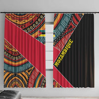 Mozambique Window Curtain with Red Black Geometric Design and Tribal Pattern - Wonder Print Shop