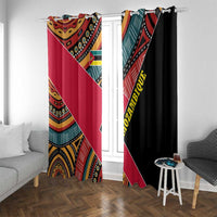 Mozambique Window Curtain with Red Black Geometric Design and Tribal Pattern - Wonder Print Shop
