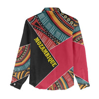 Mozambique Women Casual Shirt with Red Black Geometric Design and Tribal Pattern - Wonder Print Shop