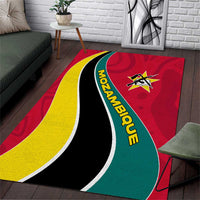 Mozambique Area Rug with Red Yellow Green Wave Design and National Emblem - Wonder Print Shop