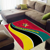 Mozambique Area Rug with Red Yellow Green Wave Design and National Emblem - Wonder Print Shop
