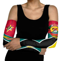 Mozambique Arm Sleeves with Red Yellow Green Wave Design and National Emblem - Wonder Print Shop