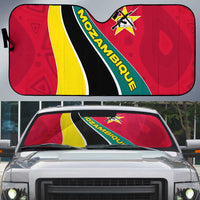Mozambique Auto Sun Shade with Red Yellow Green Wave Design and National Emblem - Wonder Print Shop