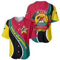 Mozambique Baseball Jersey with Red Yellow Green Wave Design and National Emblem - Wonder Print Shop