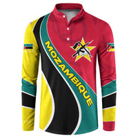 Mozambique Button Sweatshirt with Red Yellow Green Wave Design and National Emblem - Wonder Print Shop