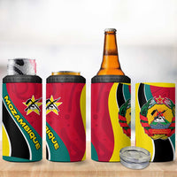 Mozambique 4 in 1 Can Cooler Tumbler with Red Yellow Green Wave Design and National Emblem - Wonder Print Shop